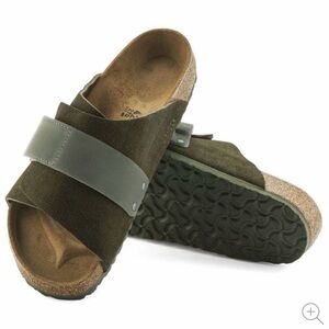 Men's 11 M11 44 M W Birkenstock Kyoto Green Suede Leather Sandals One-Strap Clog